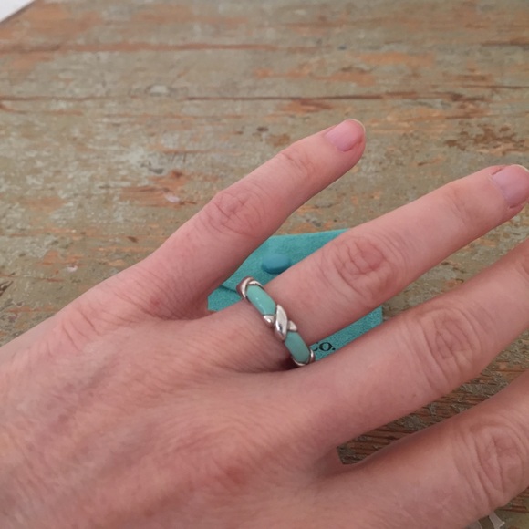Tiffany & Co. Silver Blue X Ring - Picture 2 of 8